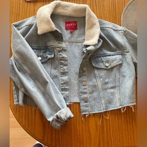 Guess Cropped Frayed-Edge Jean Jacket
